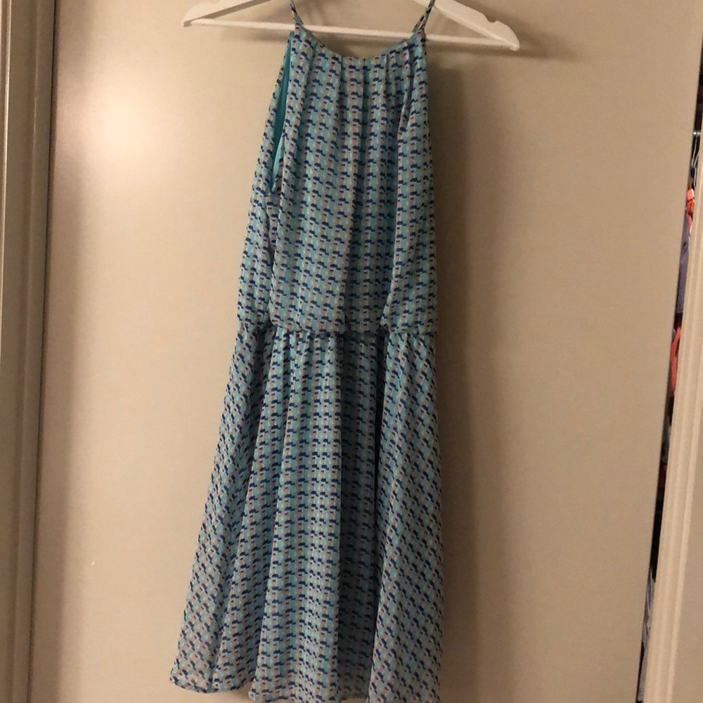 Blue and peach dress